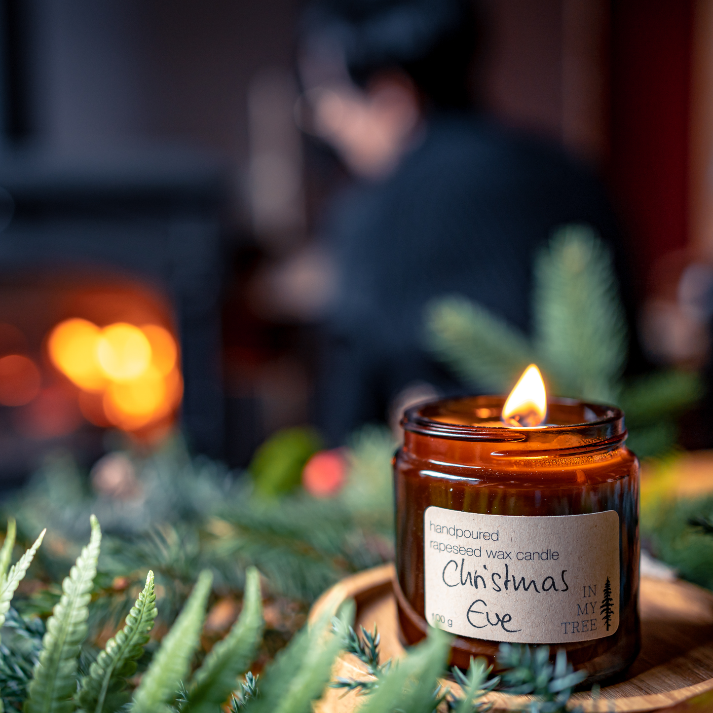 Rapswachskerze "Christmas Eve" - weihnachtlich waldig