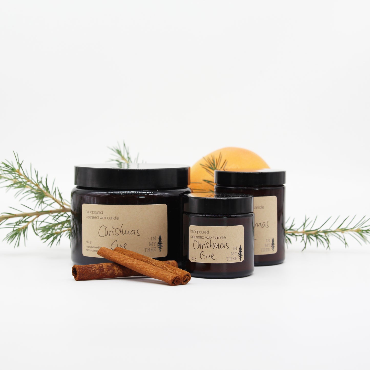 Rapswachskerze "Christmas Eve" - weihnachtlich waldig
