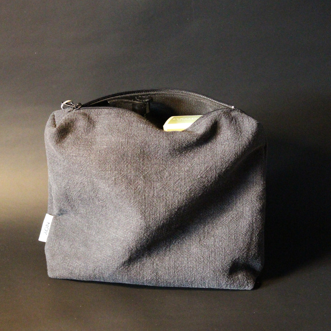 Kulturbeutel Leinen 20x25 cm (schwarz)